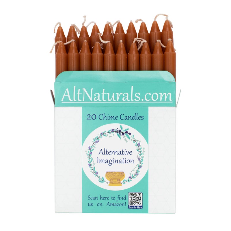 Alternative Imagination Brown Chime Candles - 20 Pack of Unscented 4 Inch Mini Taper Candles - Dripless Long Burning Ritual Candles for Meditation, Spell Work, Birthdays, Ceremonies & Home Decor - Image 2